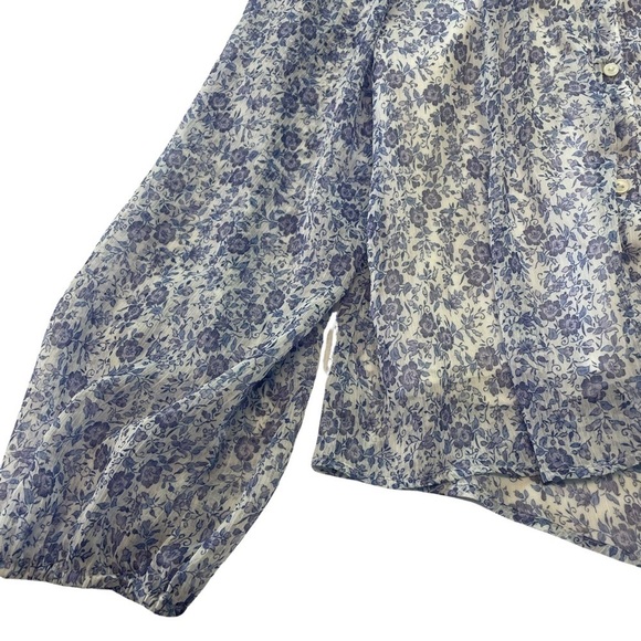 Zara girls blue and white button front blouse. Sheer but lined and so light. - Picture 2 of 3